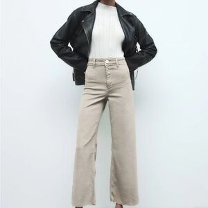 NWOT Zara Marine Straight Wide Leg Raw Hem Pants